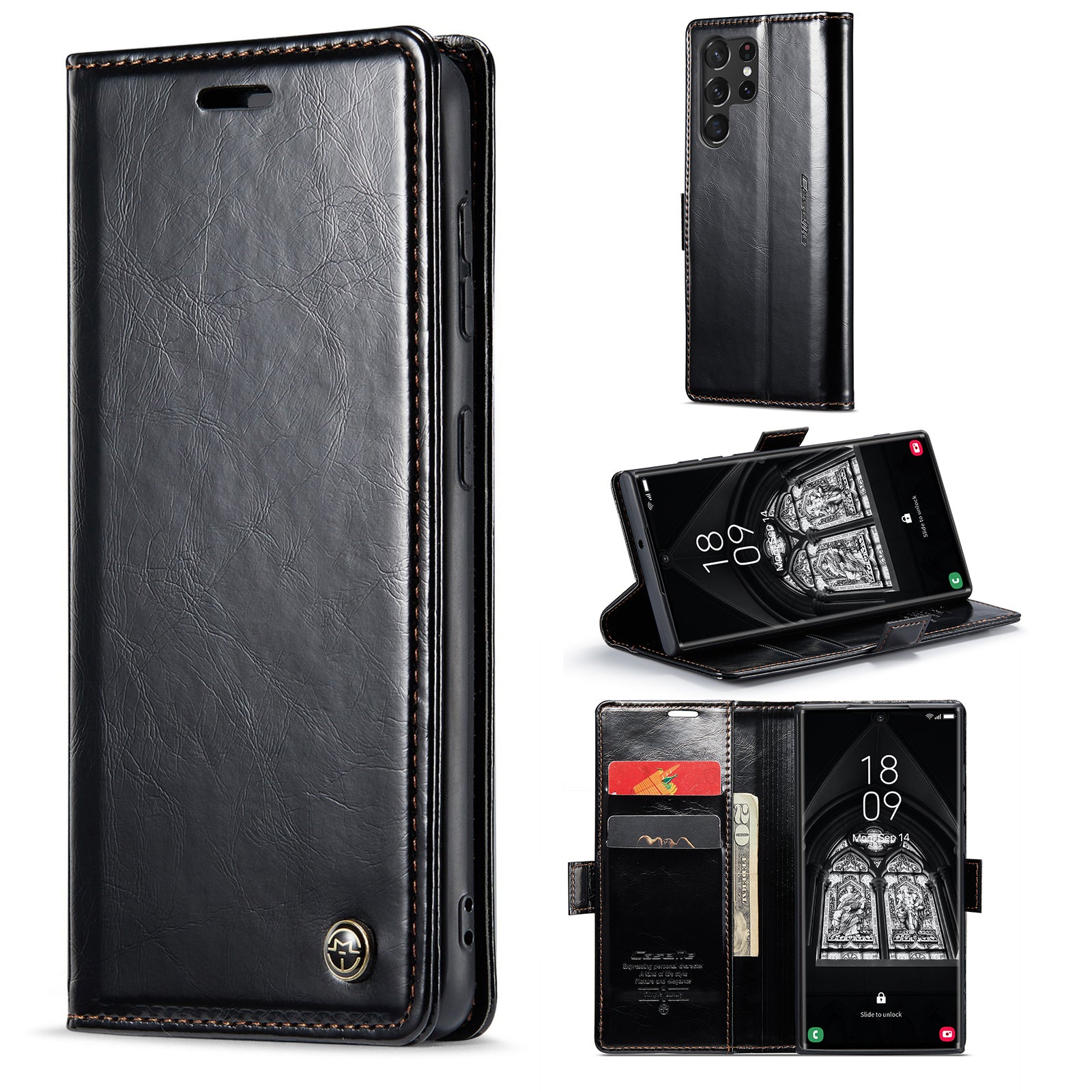 CASEME 003 Series For Samsung Galaxy S23 Ultra Well-protected Waxy Texture PU Leather Stand Case Magnetic Clasp Wallet Phone Cover CASEME 003 Series For Samsung Galaxy S23 Ultra Well-protected Waxy Texture PU Leather Stand Case Magnetic Clasp Wallet Phone Cover